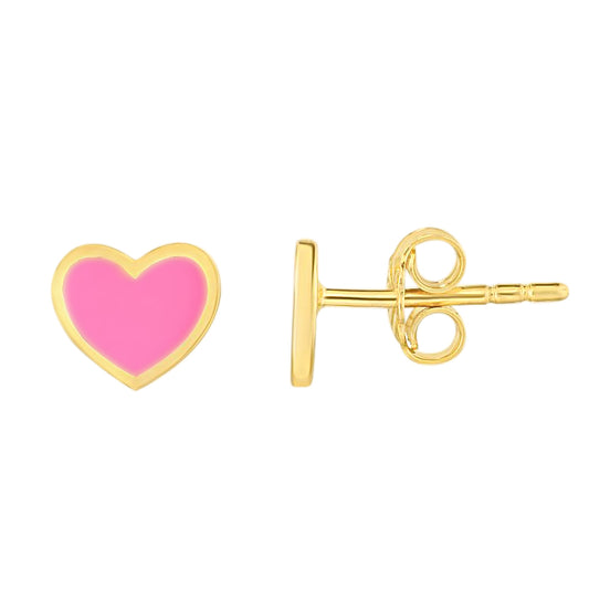 14k Gold Gemstone Heart Earrings