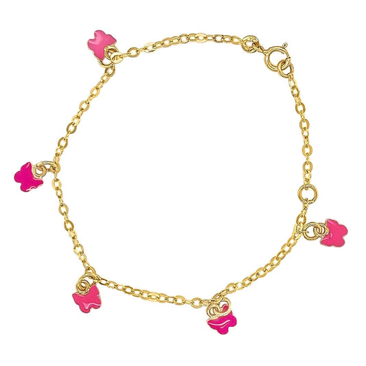 14k Pink Enamel Butterfly Bracelet