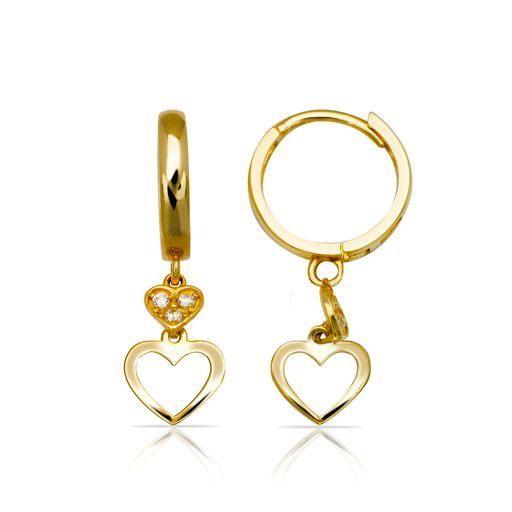 Gold Heart Hoop Dangle Earrings