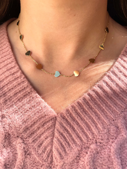 14k Yellow All Gold Heart By The Yard Necklace