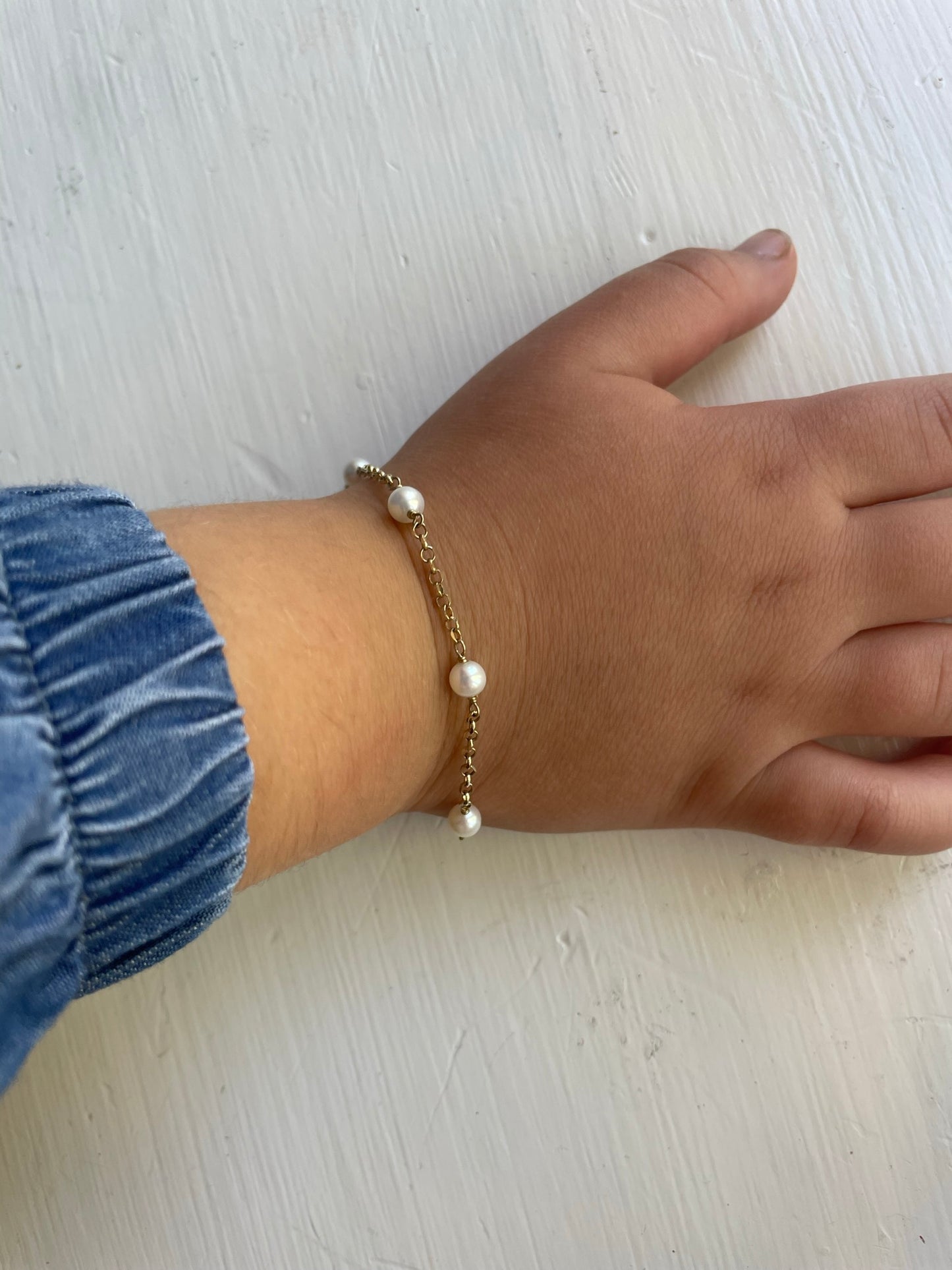 14K Gold Pearl By The Yard Bracelet