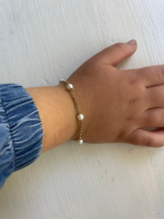 14K Gold Pearl By The Yard Bracelet