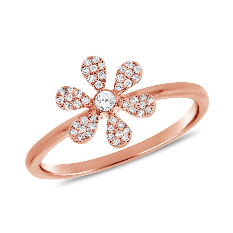14k Rose Gold Floral Fashion Ring