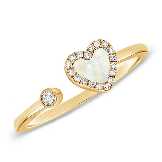 14k Gold Open Mother Of Pearl Diamond Ring