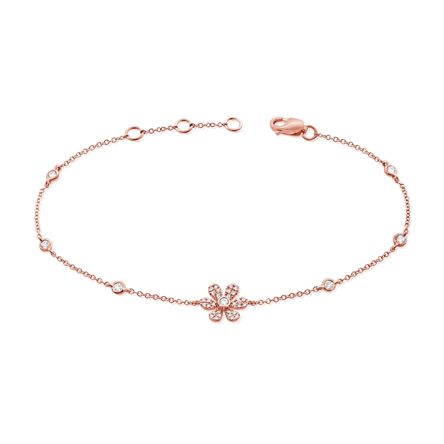 14k Diamond Floral Fashion Bracelet