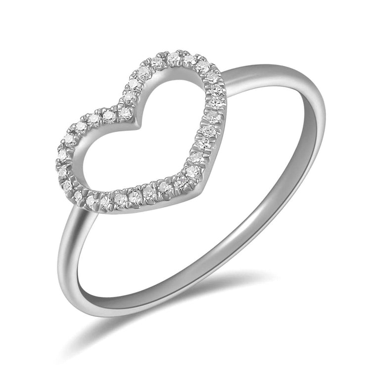 14K White Gold Diamond Heart Fashion Ring