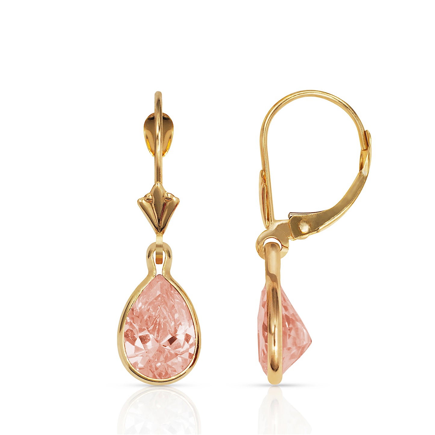 14k Gold Teardrop Birthstone Lever Back Earrings