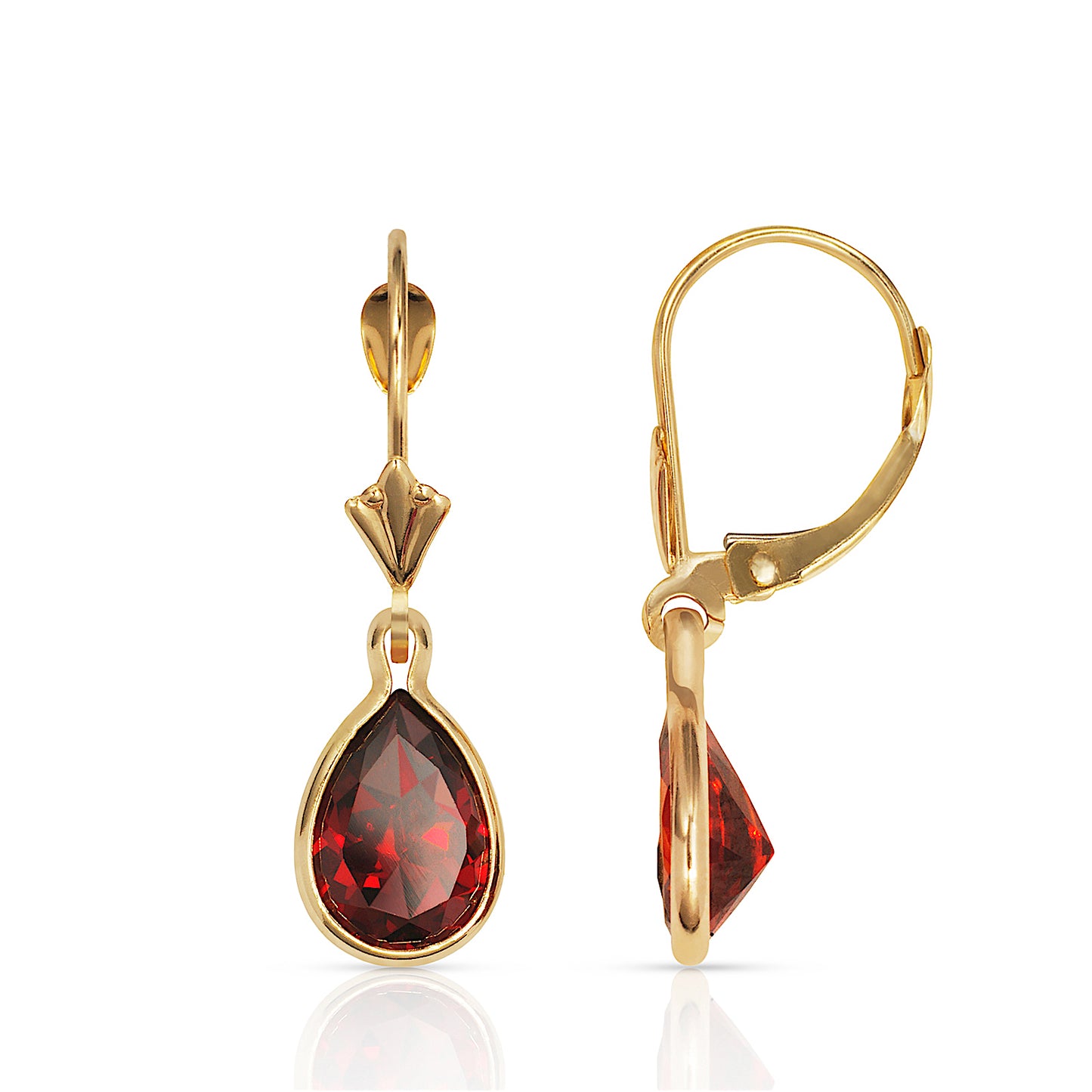 14k Gold Teardrop Birthstone Lever Back Earrings