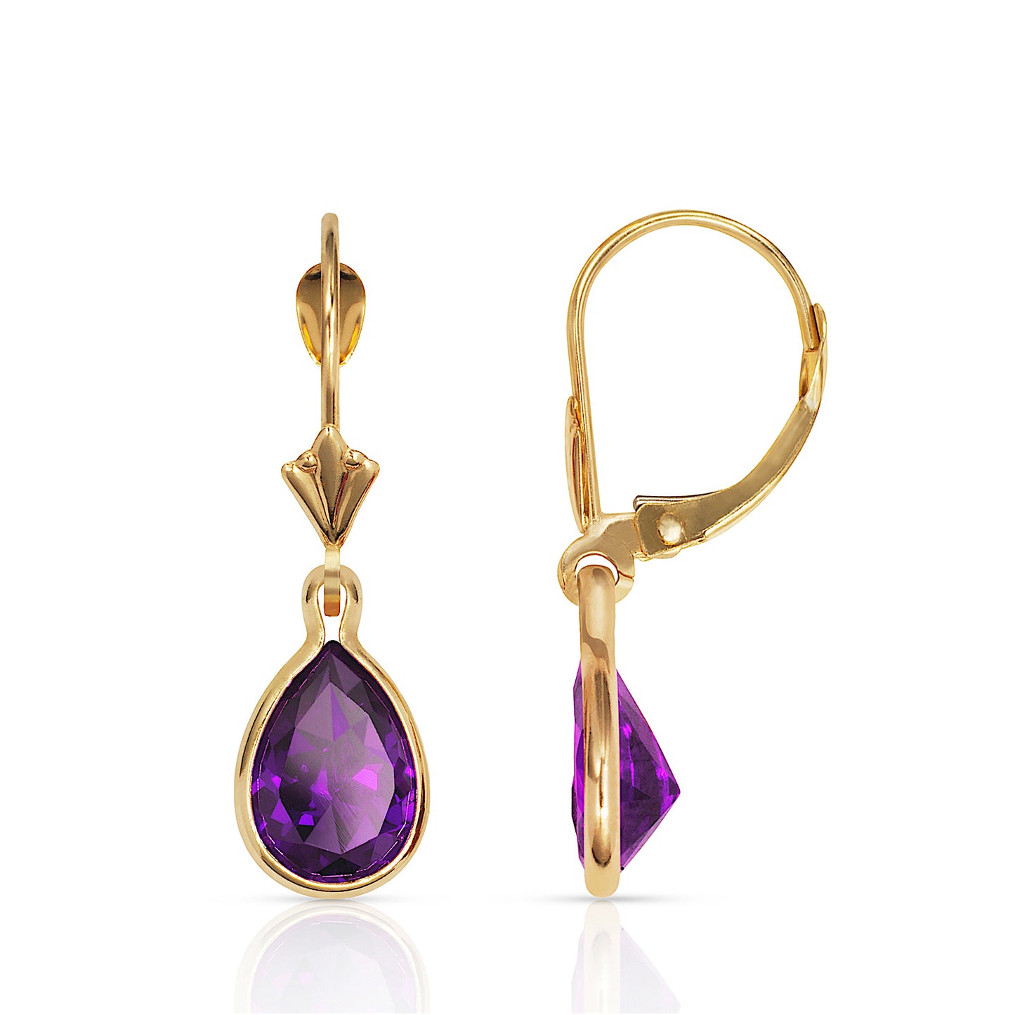 14k Gold Teardrop Birthstone Lever Back Earrings