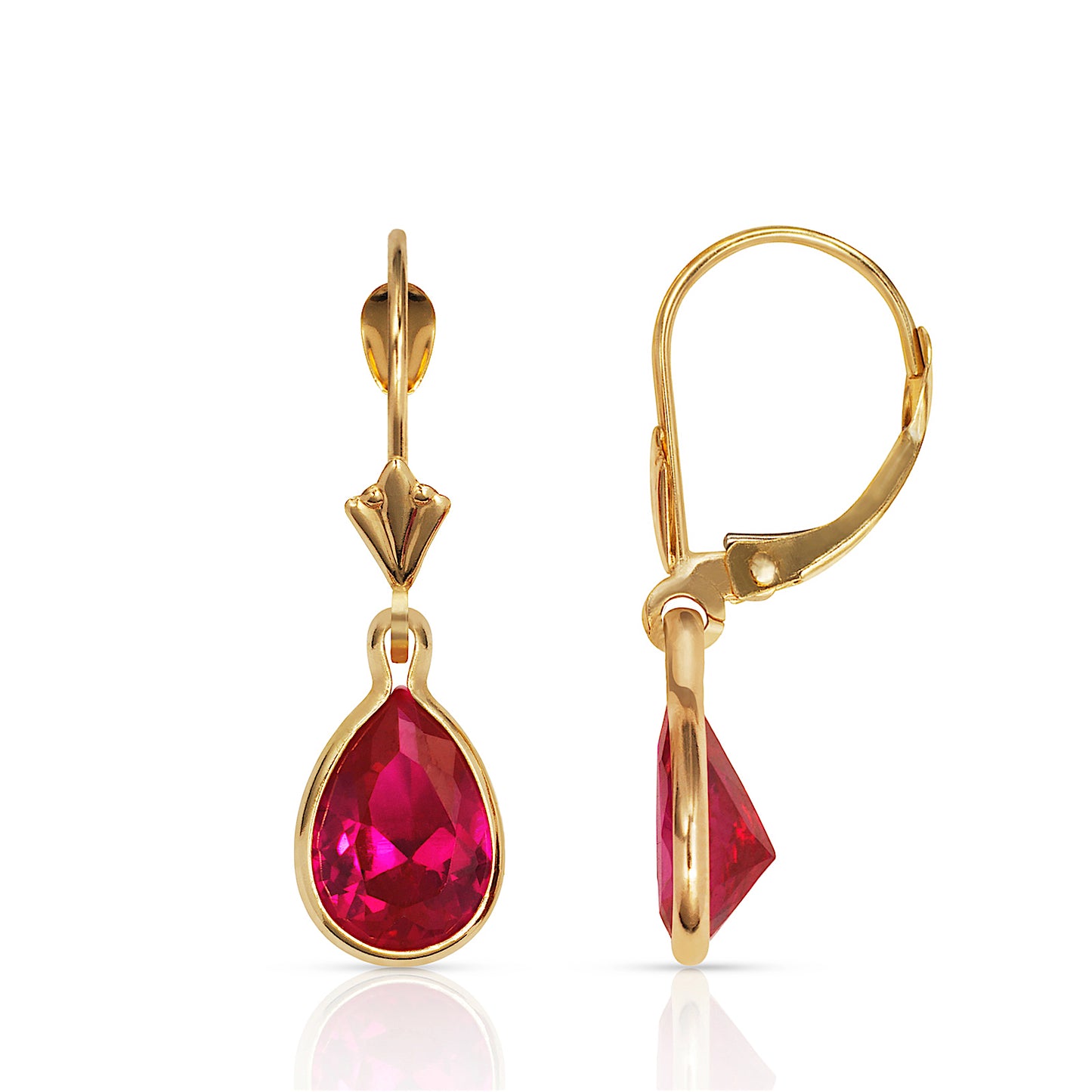 14k Gold Teardrop Birthstone Lever Back Earrings