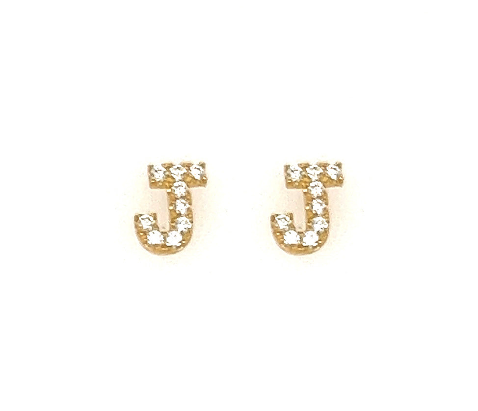 14k Gold Initial Diamond Stud Earrings
