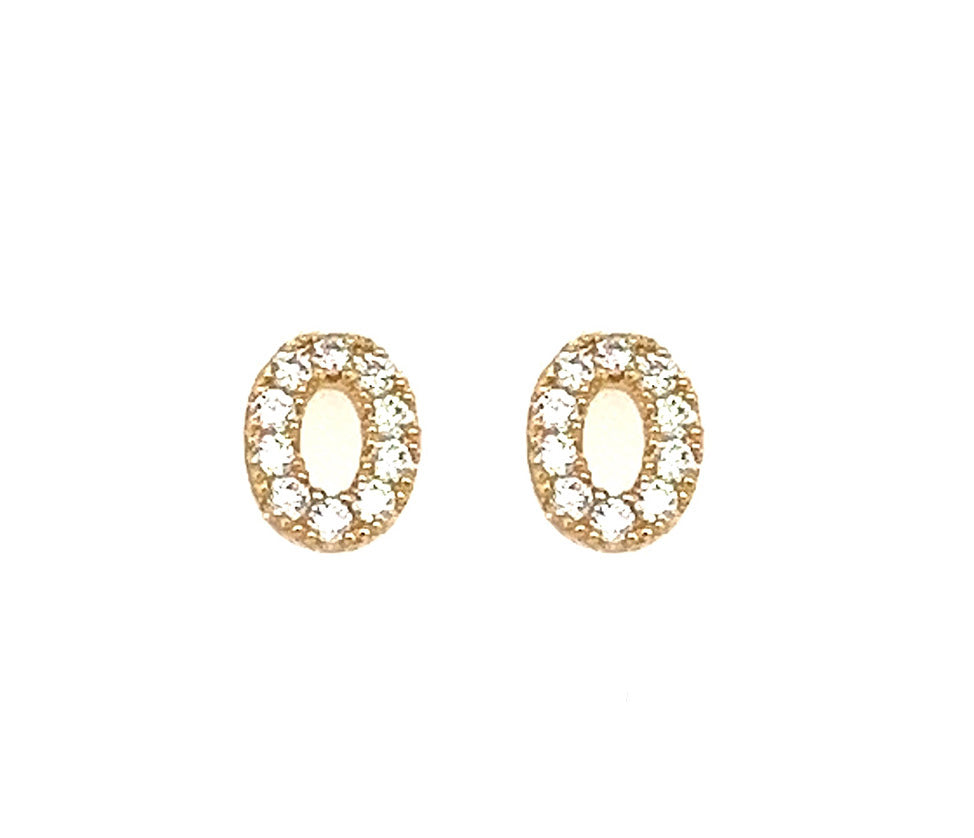 14k Gold Initial Diamond Stud Earrings