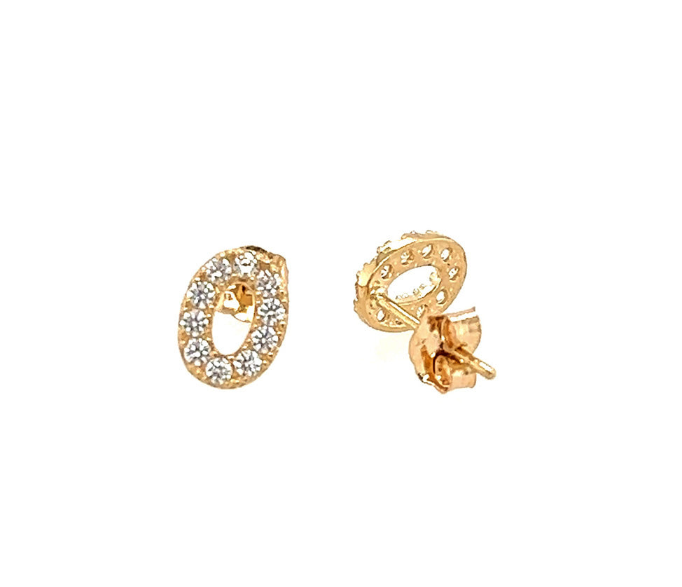 14k Gold Initial Diamond Stud Earrings