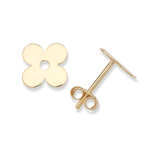 14K Gold Clover Stud Earrings (2 sizes)
