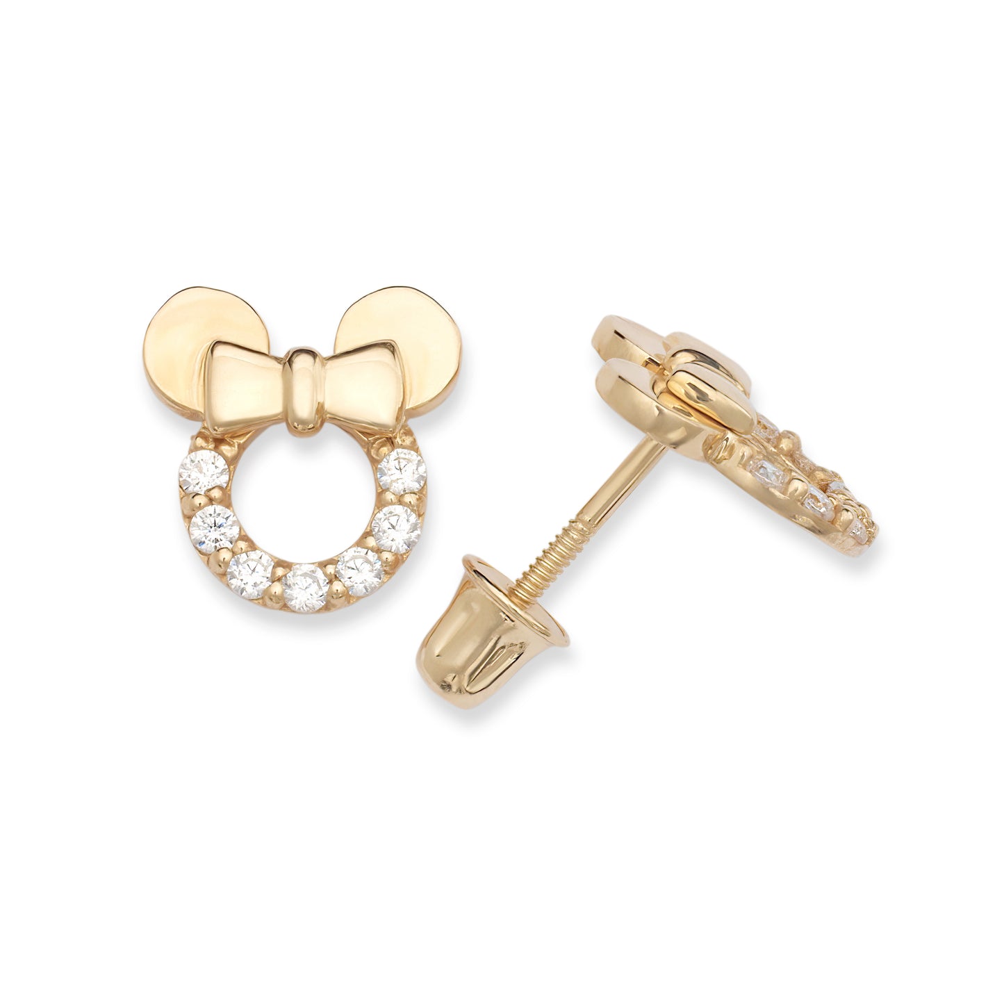 14k Gold Mini Mouse Screw Back Earrings