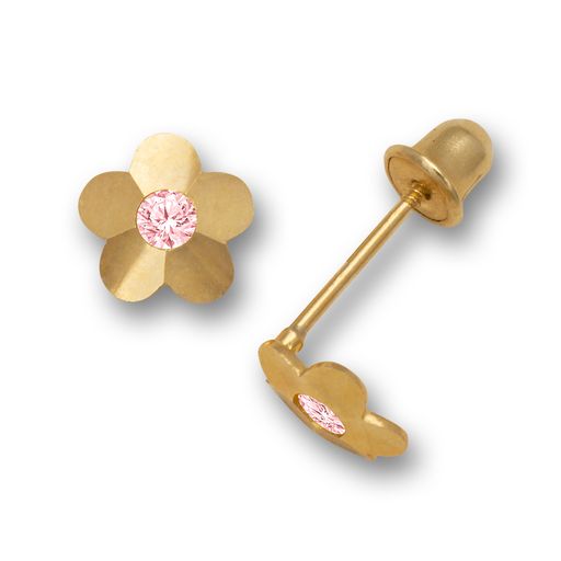 14k Colored Center Floral Screw-back Earrings (+ colors)