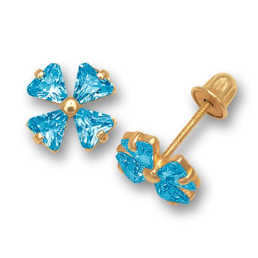 14k 4 Leaf Colored Flower Screw-Back Earrings (+ colors)
