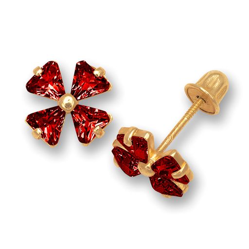 14k 4 Leaf Colored Flower Screw-Back Earrings (+ colors)