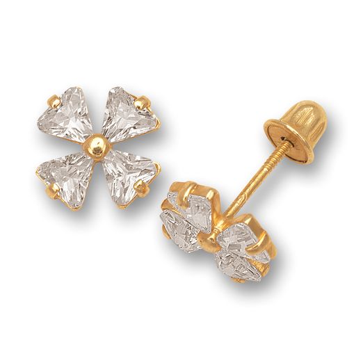 14k 4 Leaf Colored Flower Screw-Back Earrings (+ colors)