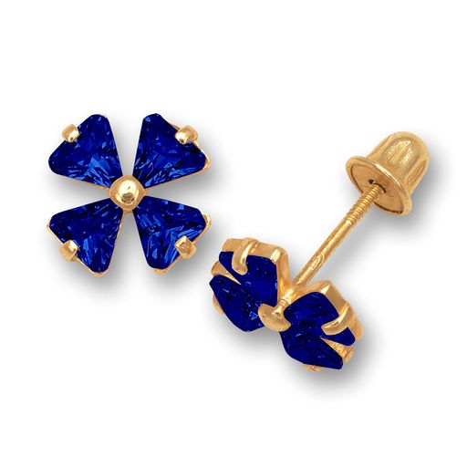 14k 4 Leaf Colored Flower Screw-Back Earrings (+ colors)