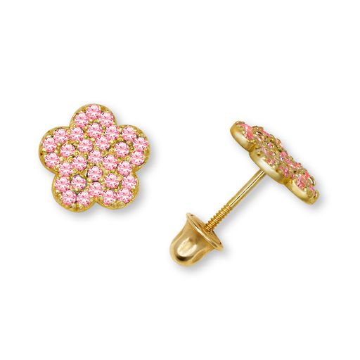 14K Gold Sparkle Floral Screw Back Earrings (+ colors)