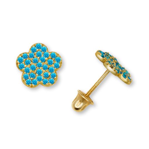 14K Gold Sparkle Floral Screw Back Earrings (+ colors)