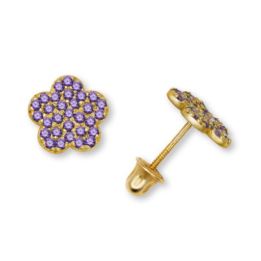 14K Gold Sparkle Floral Screw Back Earrings (+ colors)