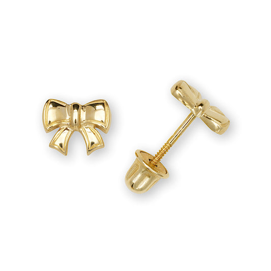 14k Gold Mini Bow Screwback Earrings