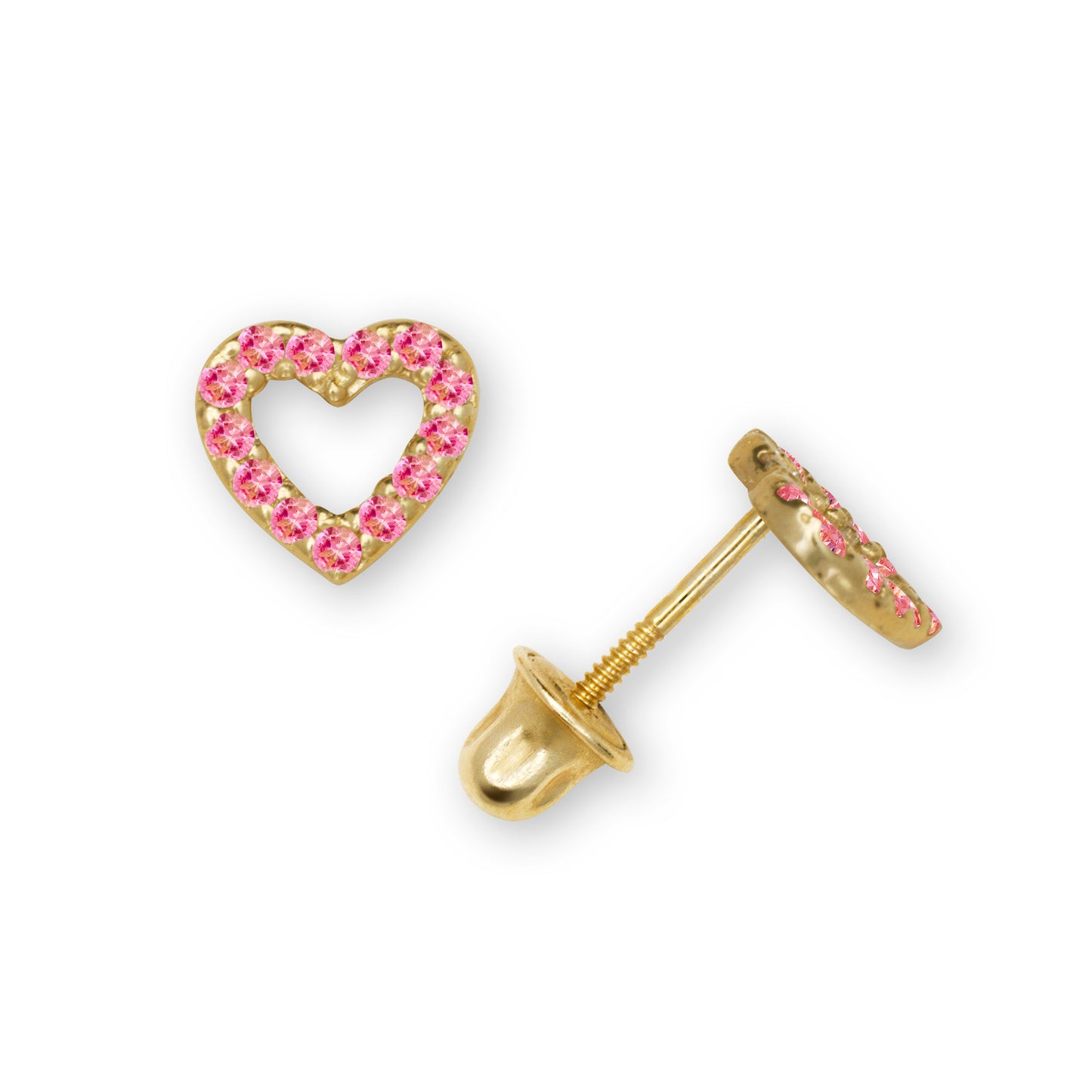 14k Gold Open Mini Heart Screw Back Earrings (+ colors)