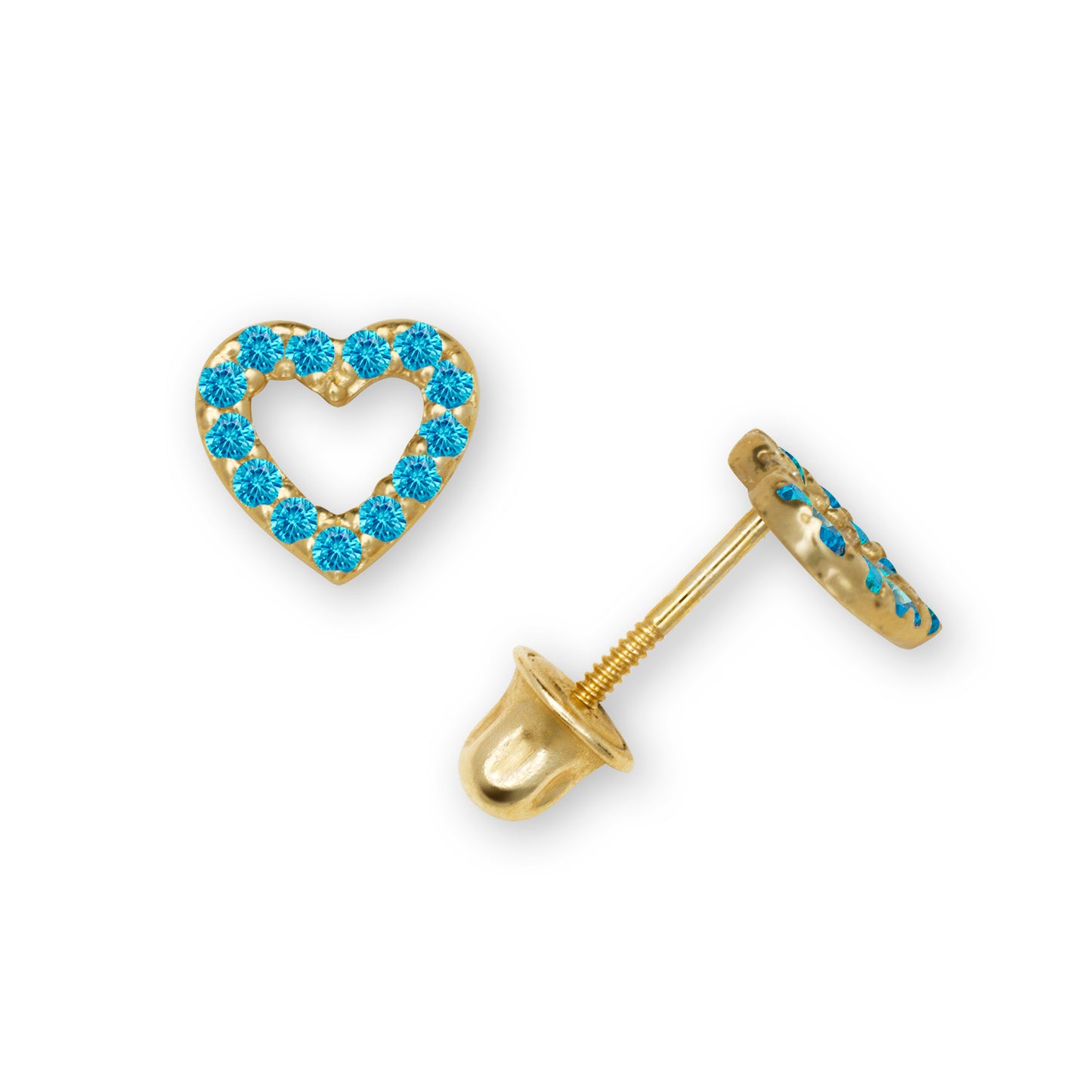 14k Gold Open Mini Heart Screw Back Earrings (+ colors)