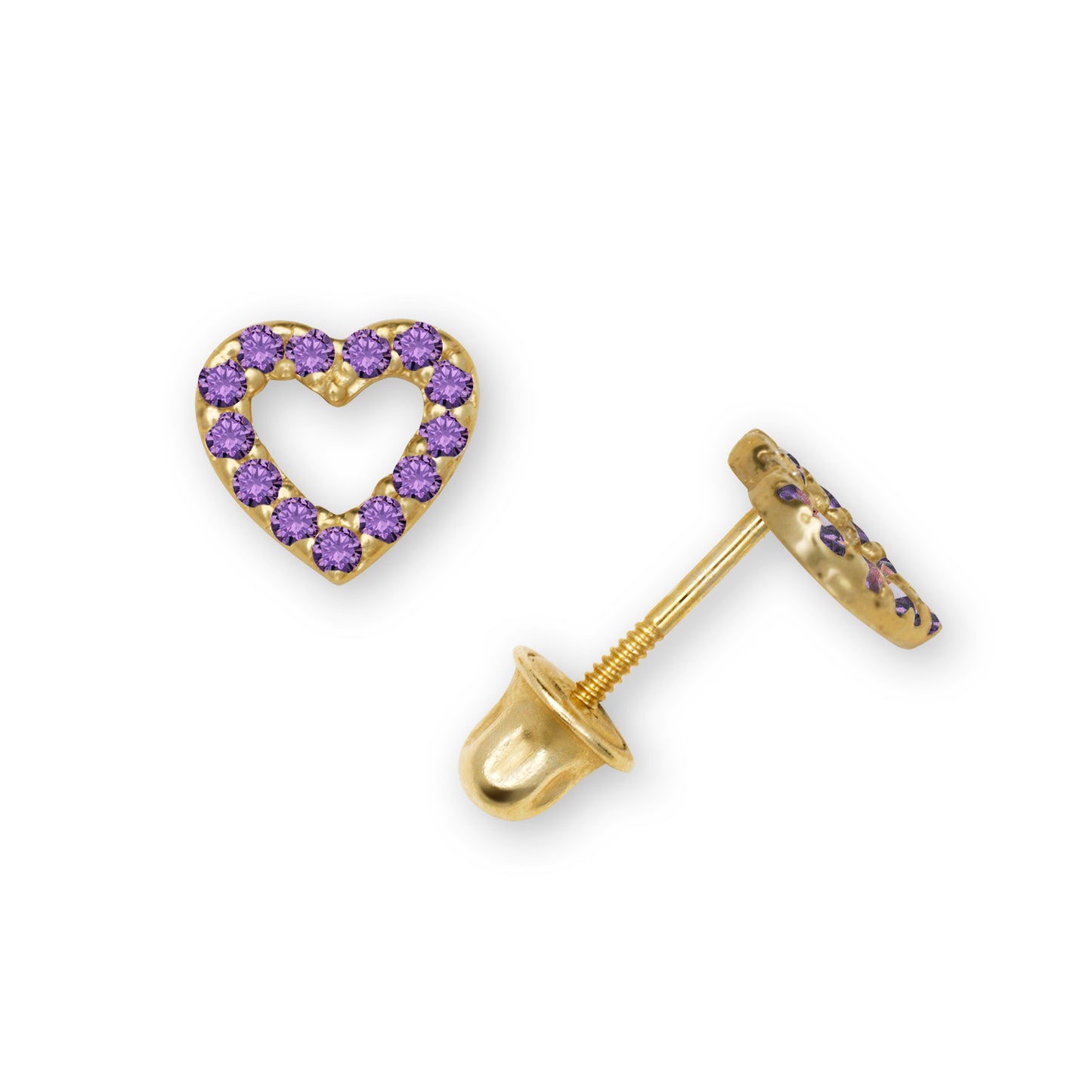 14k Gold Open Mini Heart Screw Back Earrings (+ colors)