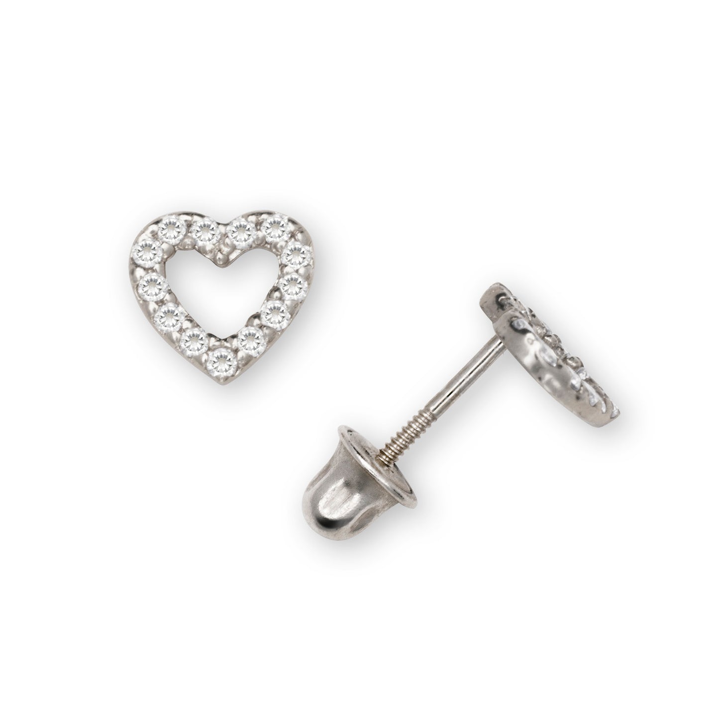 14k Gold Open Mini Heart Screw Back Earrings (+ colors)