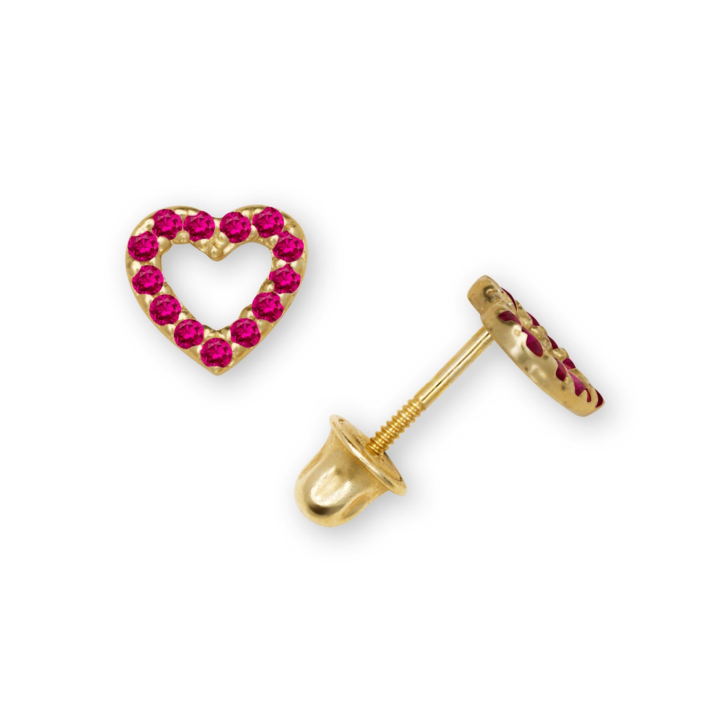 14k Gold Open Mini Heart Screw Back Earrings (+ colors)