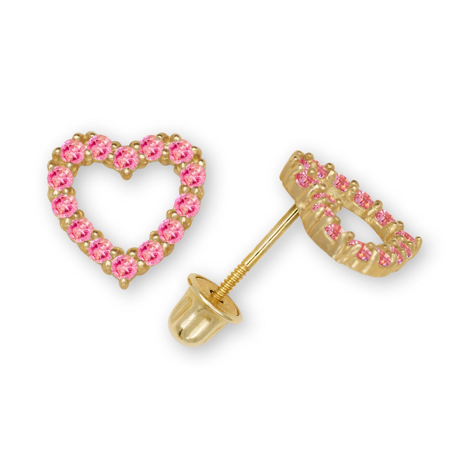 14k Gold Open Heart Diamond Screw-Back Earrings (+ colors)
