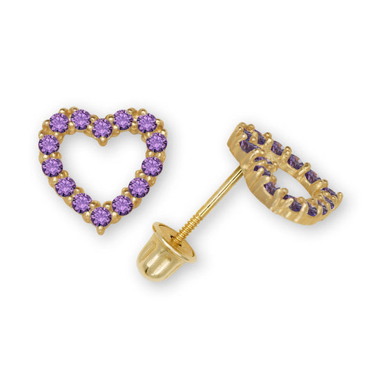 14k Gold Open Heart Diamond Screw-Back Earrings (+ colors)