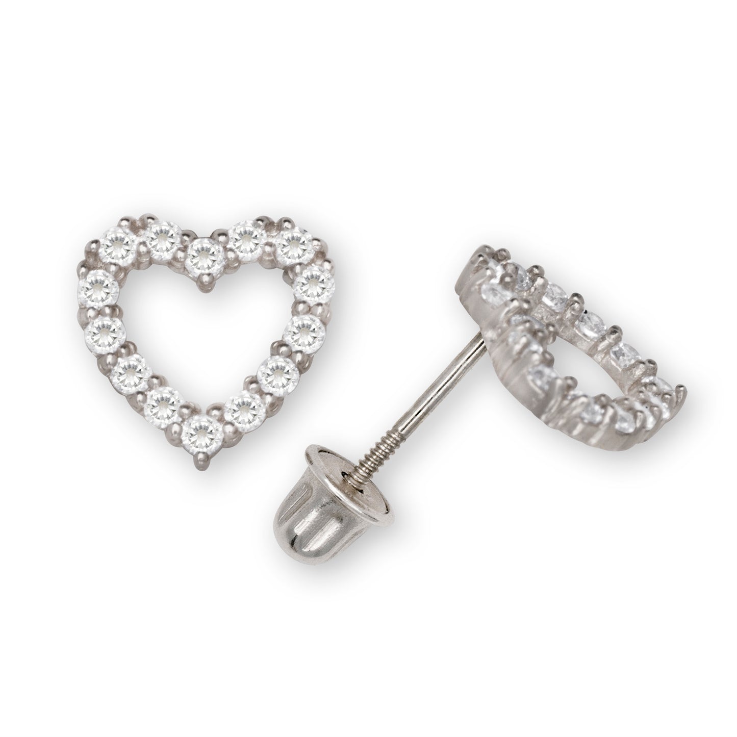 14k Gold Open Heart Diamond Screw-Back Earrings (+ colors)