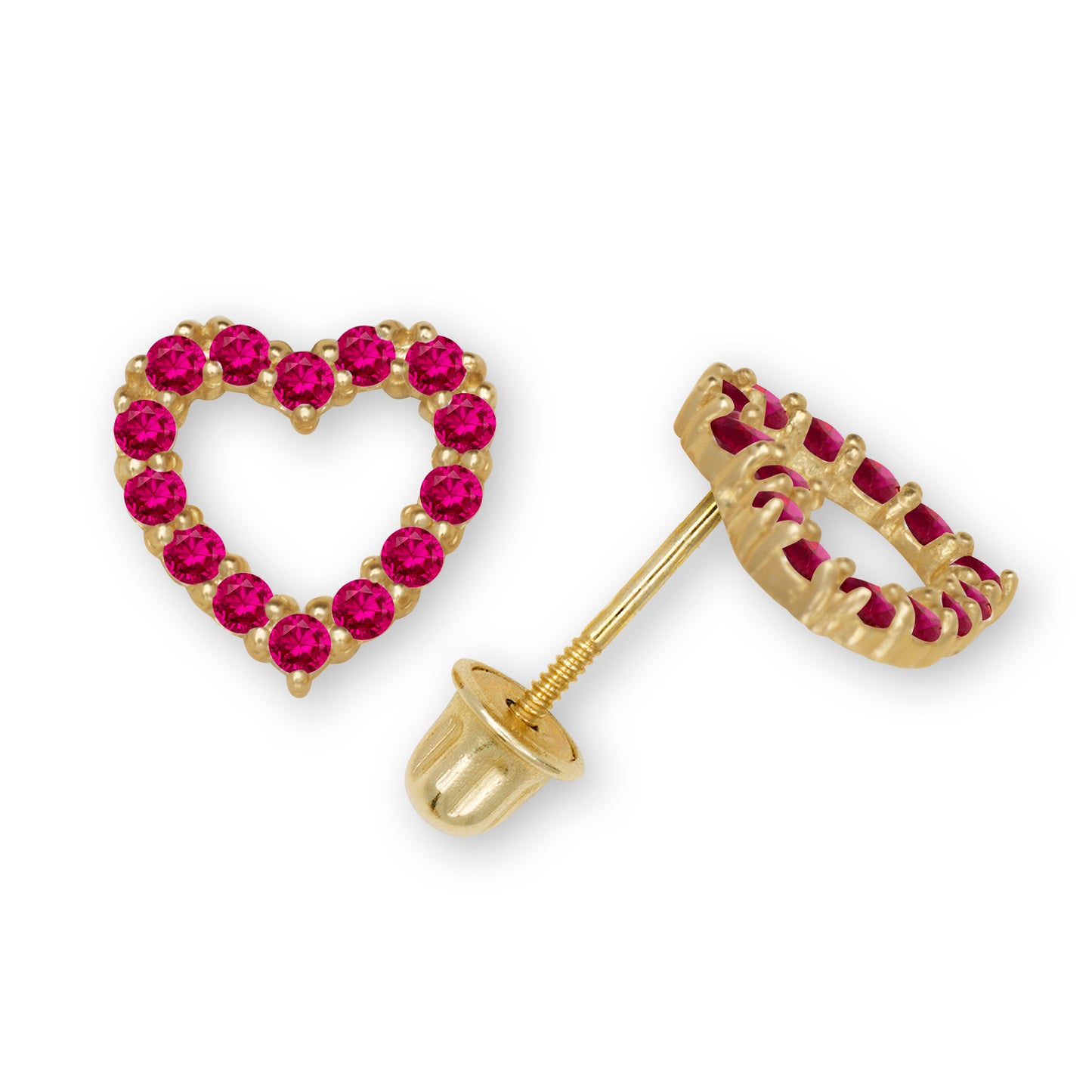14k Gold Open Heart Diamond Screw-Back Earrings (+ colors)