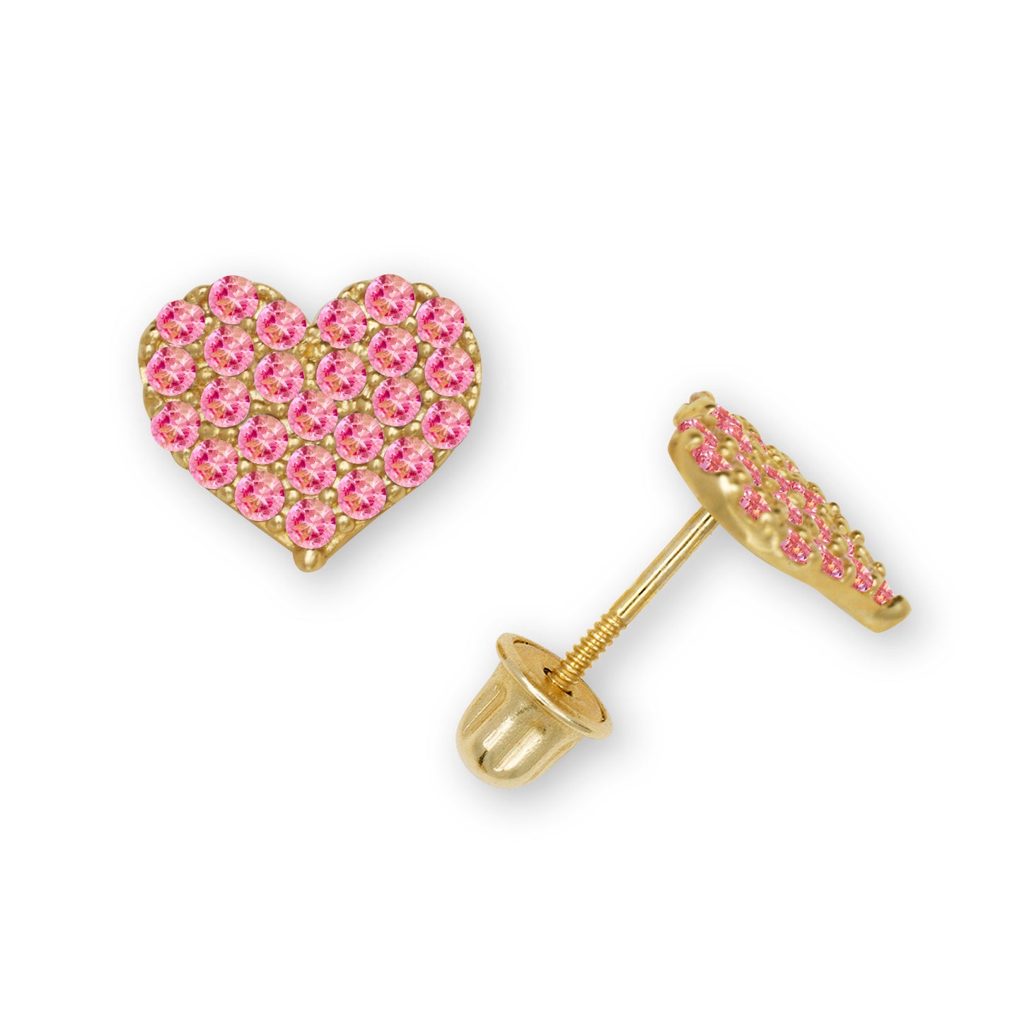 14k Sparkle Screw-Back Heart Earrings (+ colors)
