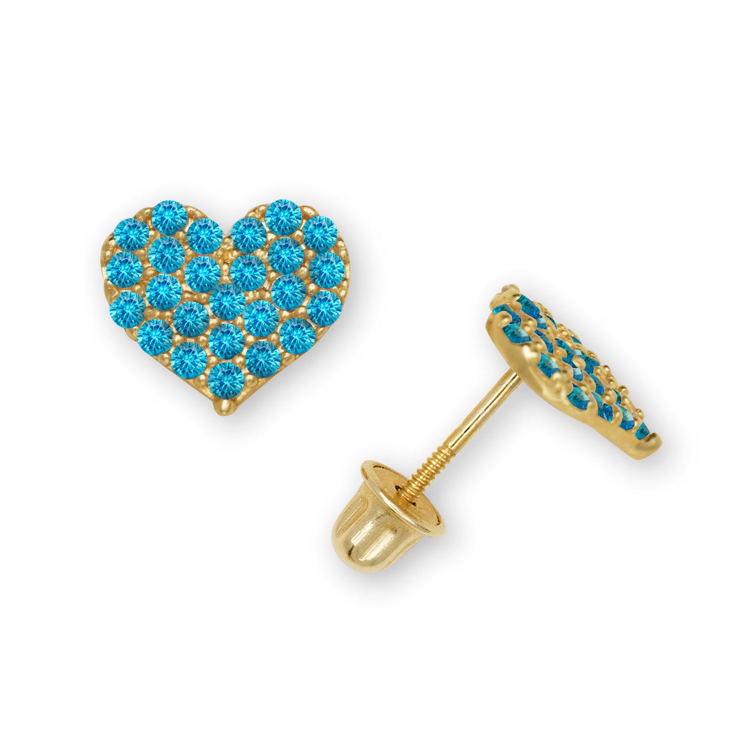 14k Sparkle Screw-Back Heart Earrings (+ colors)