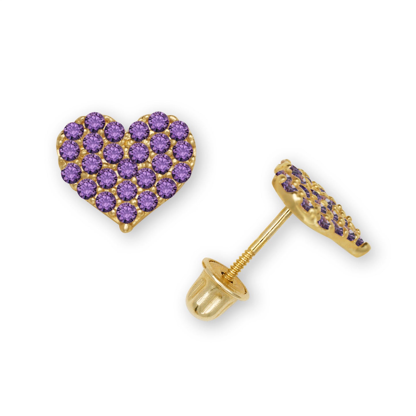 14k Sparkle Screw-Back Heart Earrings (+ colors)