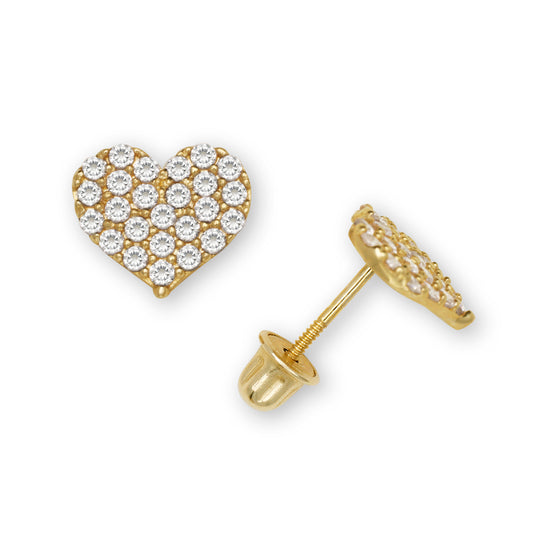 14k Sparkle Screw-Back Heart Earrings (+ colors)