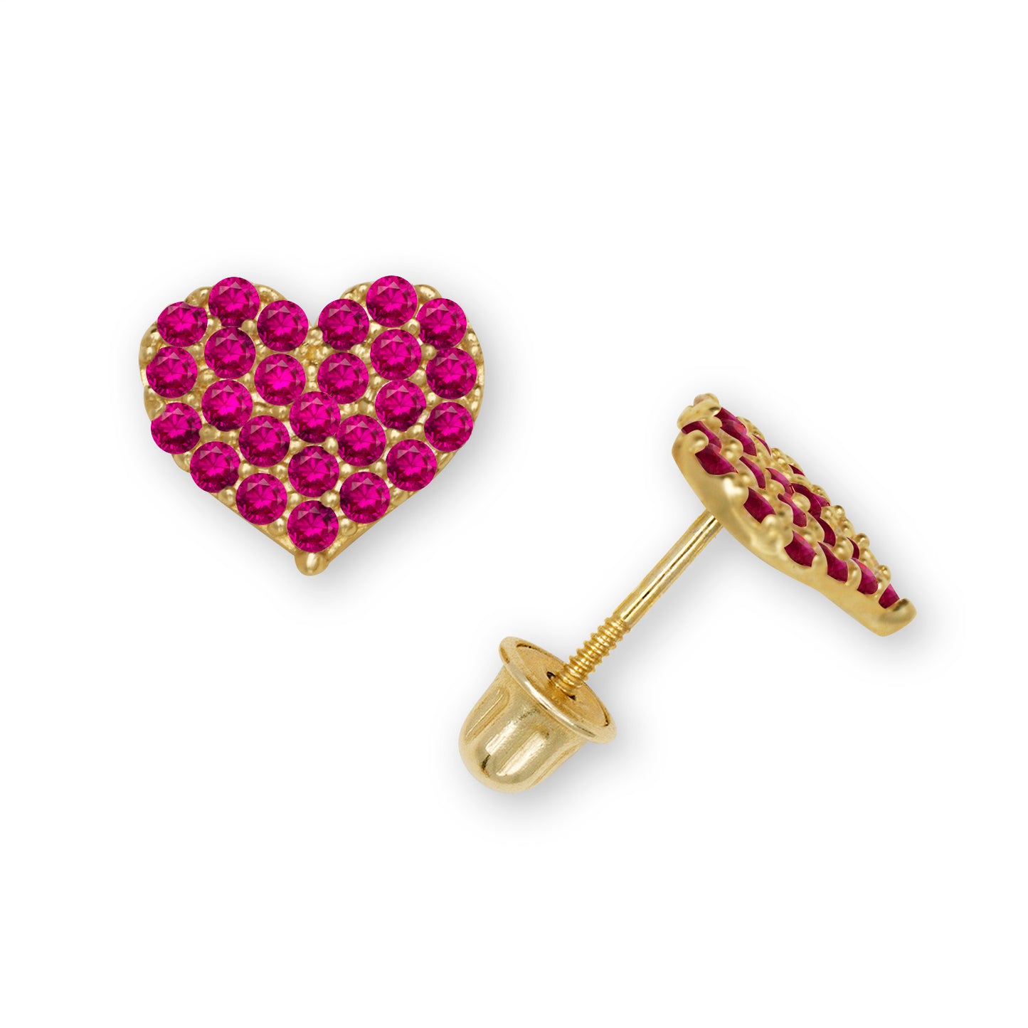 14k Sparkle Screw-Back Heart Earrings (+ colors)