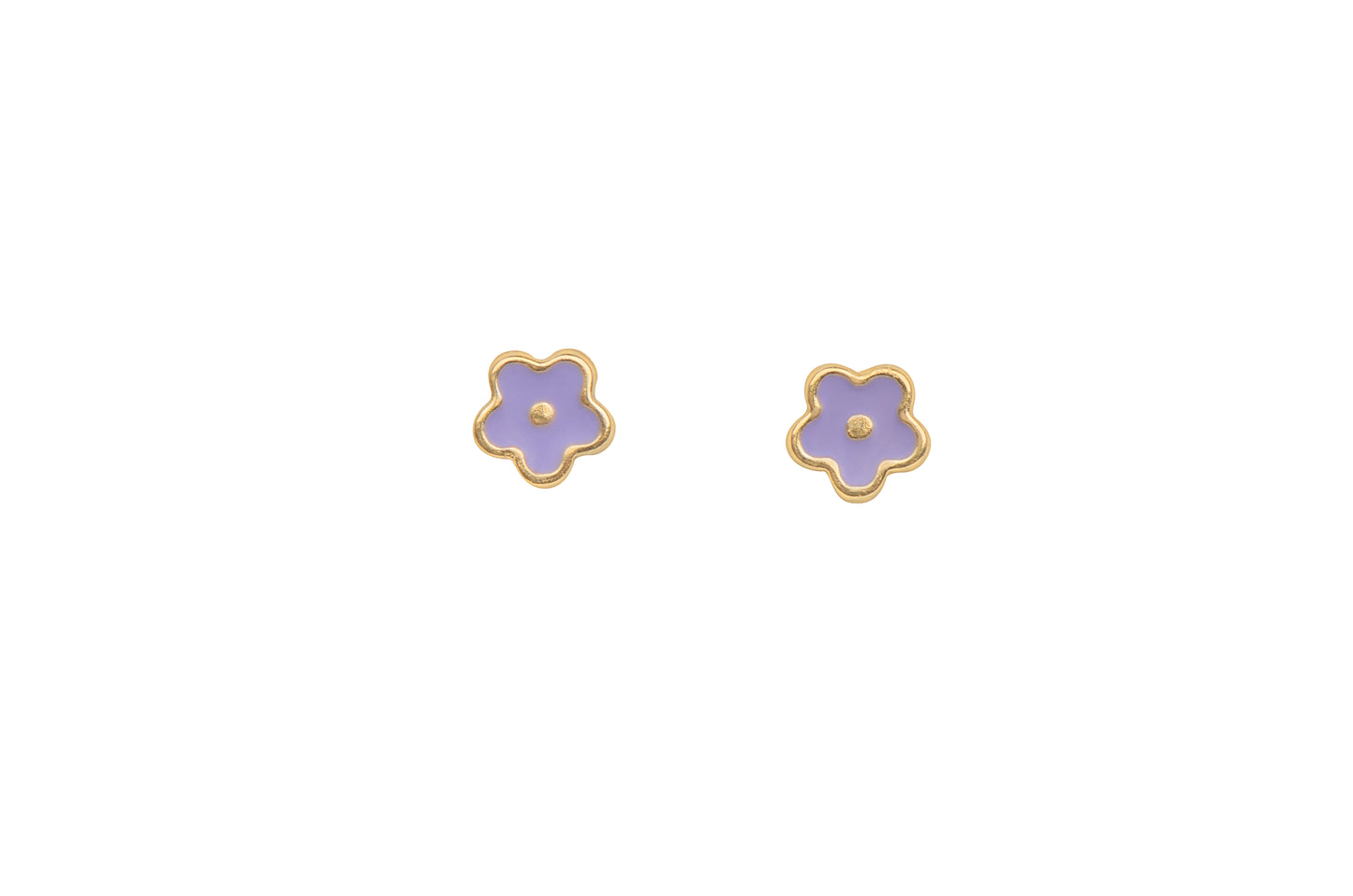 14k Gold Mini Enamel Floral Screwback Earrings