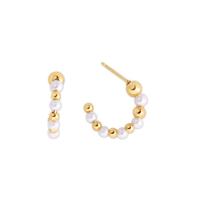 14K Little Pearl good Bead Hoops