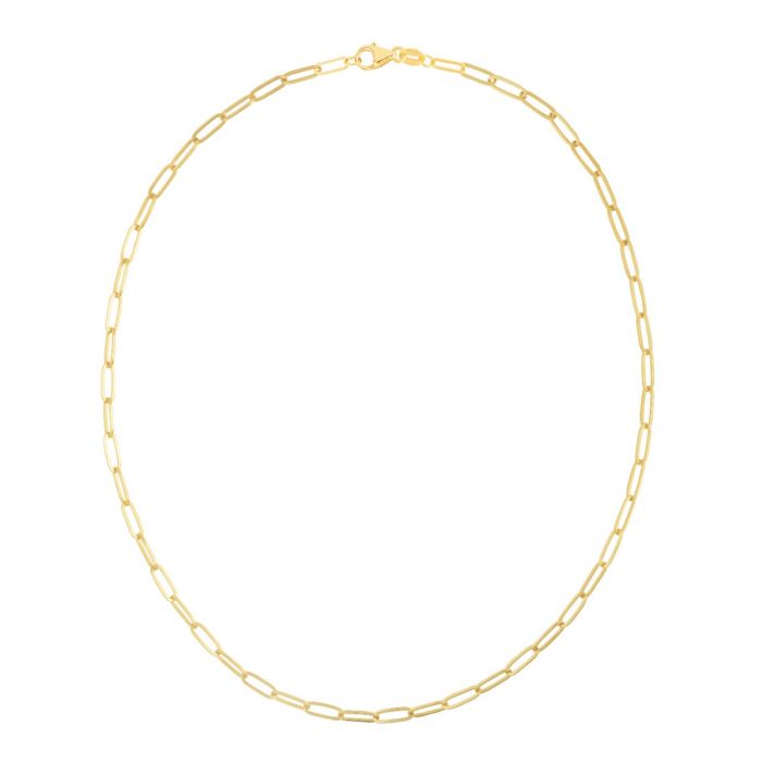 14k Gold Paperclip Chain Necklace-2mm