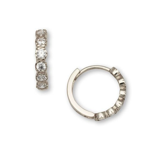 14k Gold Bezel Set CZ Hoops (2 sizes)