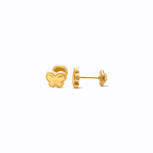 14K gold butterfly screwback stud earrings for babies and girls