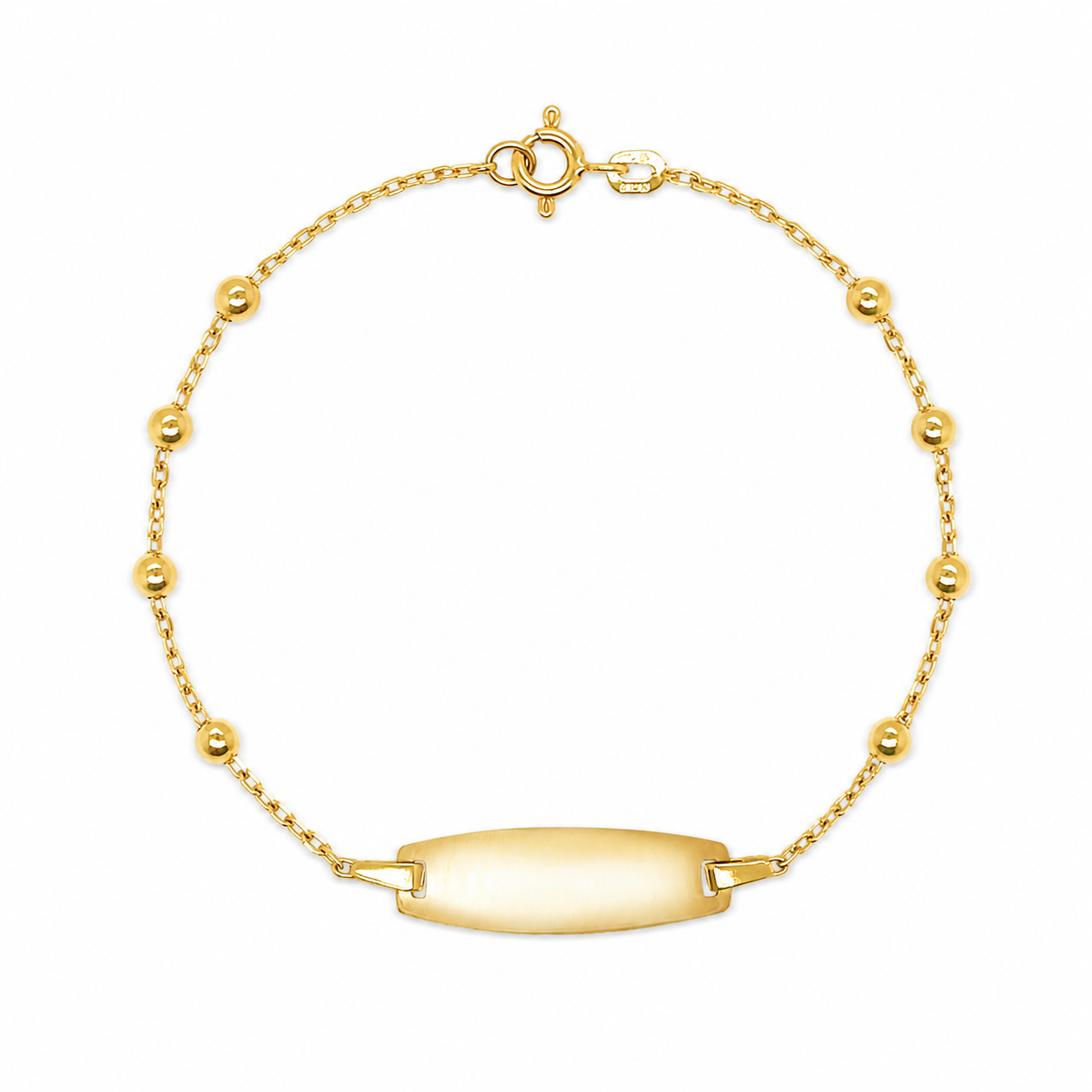14K Gold Bead ID Bracelet