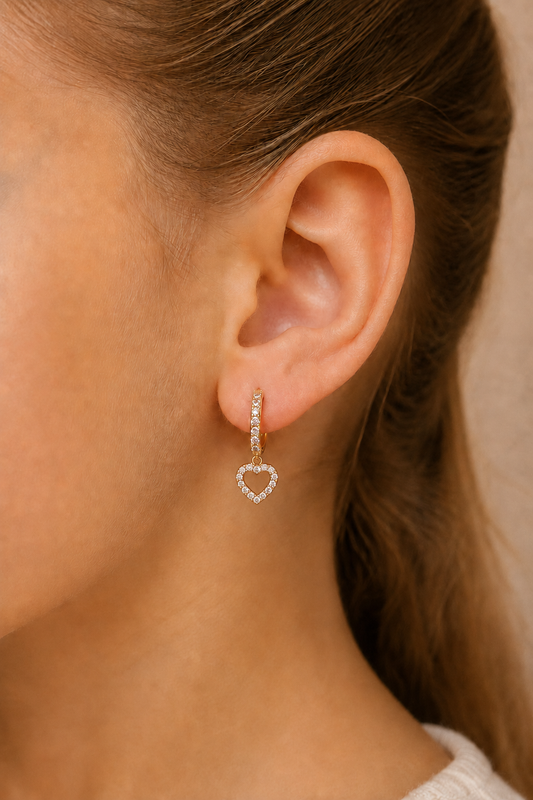 Hanging hearts diamond earrings 