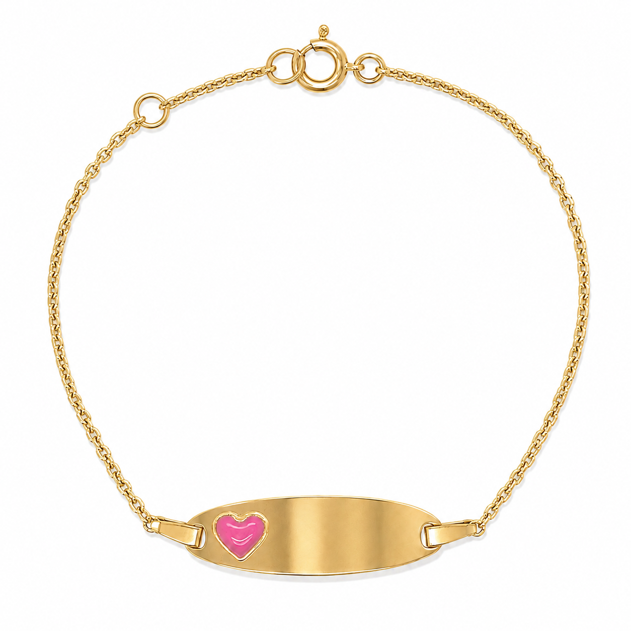 14K Gold Pink Heart ID Bracelet – Personalized Baby/Kids Name Bracelet